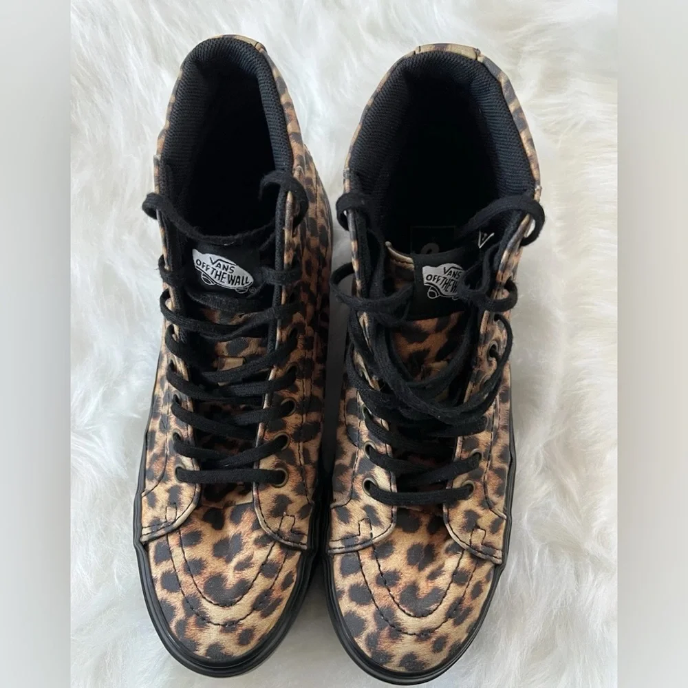Vans Sk8 Hi Leopard Print Platform Sneakers, 7.5 - Picture 3 of 6